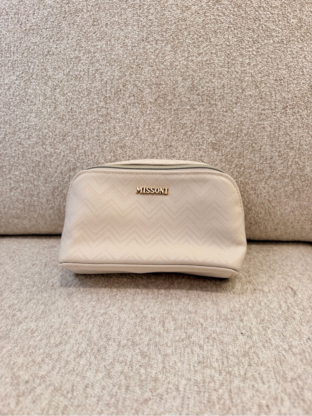 Missoni Neutral Beige Chevron Makeup Pouch